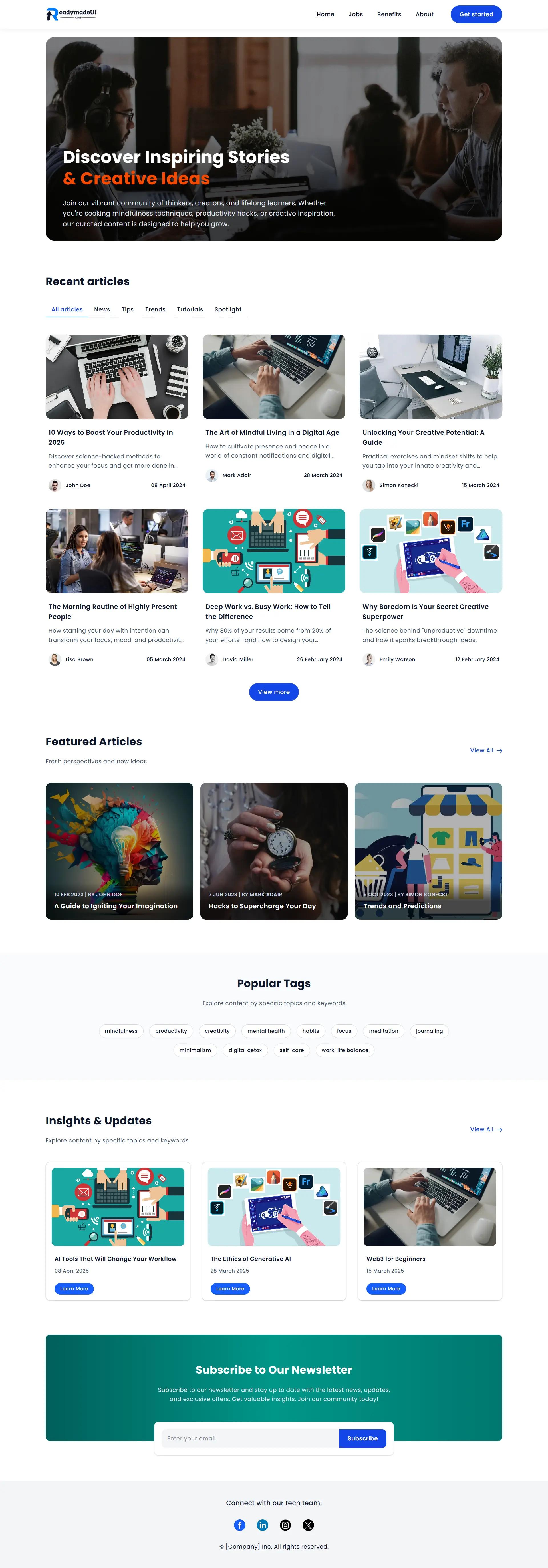 tailwind CSS blog-homepage-example image