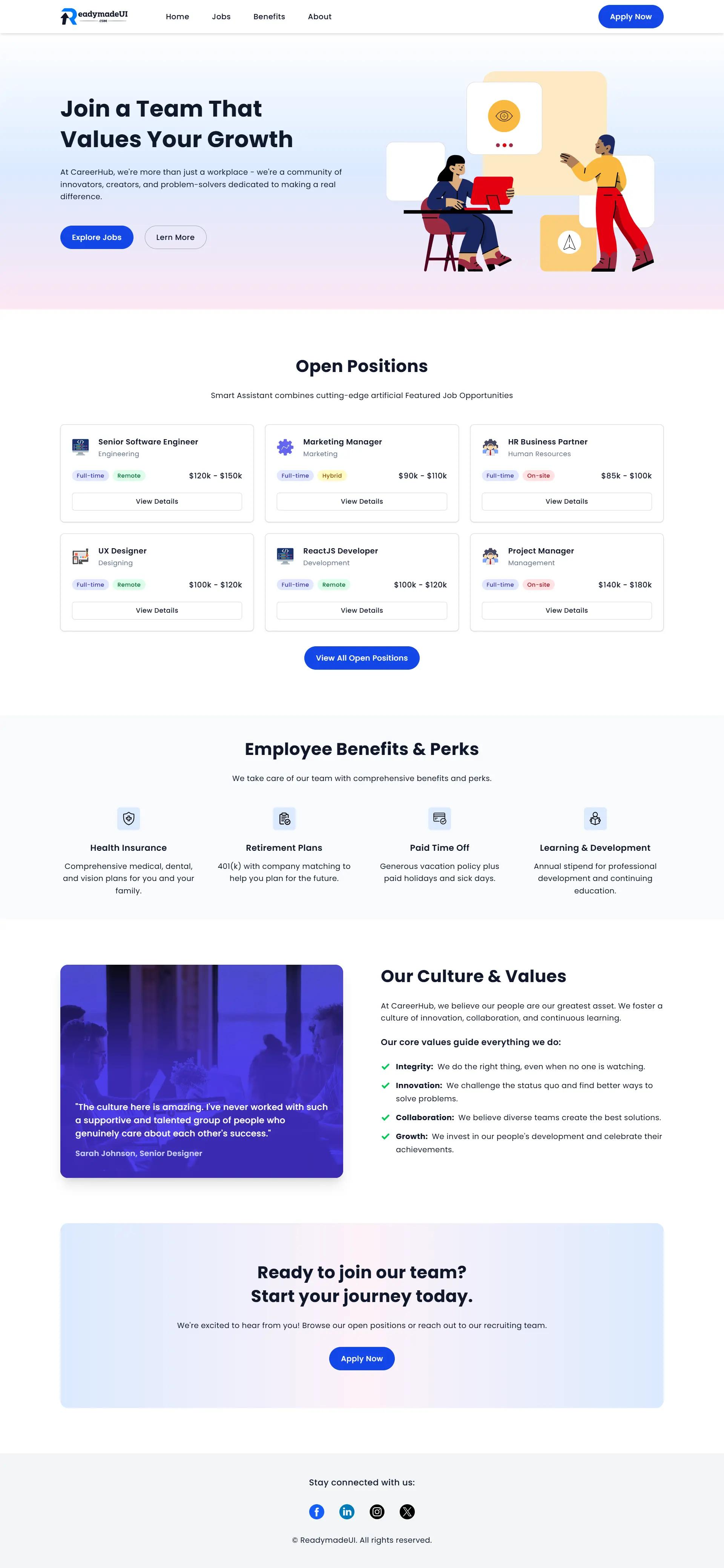 tailwind CSS career-landing-page-example image