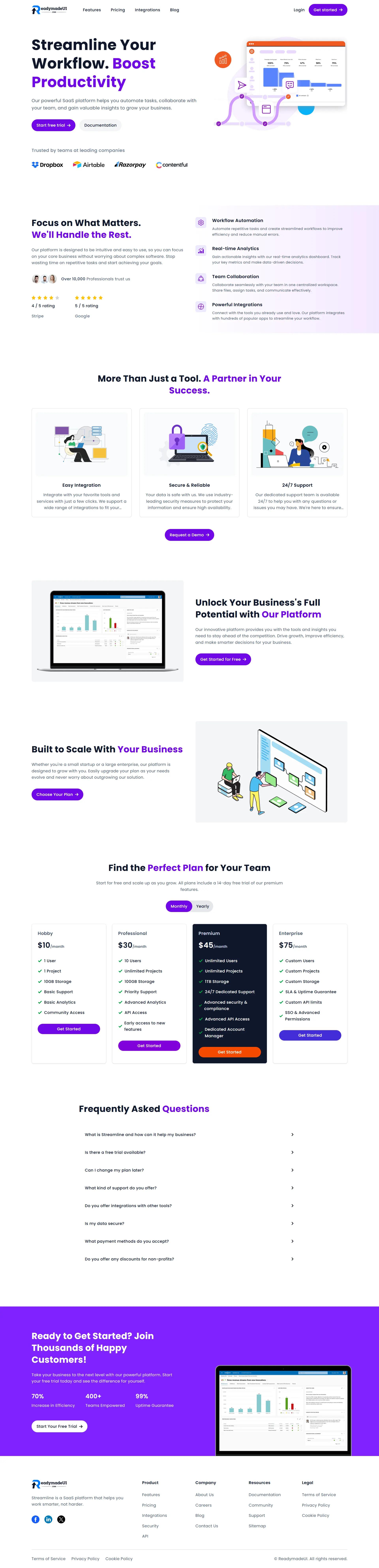 tailwind CSS saas-for-project-management image